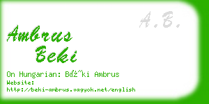 ambrus beki business card